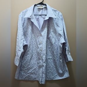 EDDIE BAUER PURPLE WHITE FLORAL STRIPED WRINKLE RESISTANT DRESS SHIRT EUC SZ 4X